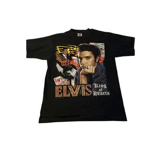 Elvis Presley King of Hearts Graphic T-Shirt  Large Black